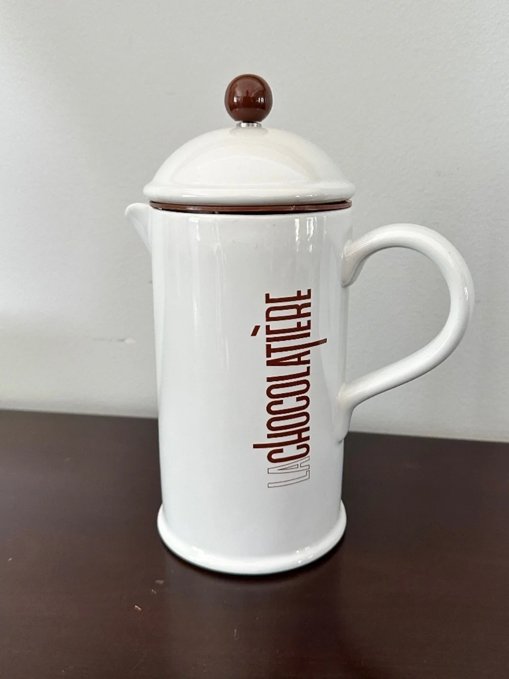 Crate & Barrel La Chocolatiere Stoneware Hot Chocolate Pot French Press Coffee